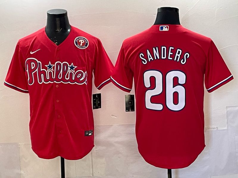 Men 2026 Nike Philadelphia Phillies #26 Sanders Red Game MLB Jersey 02->philadelphia phillies->MLB Jersey